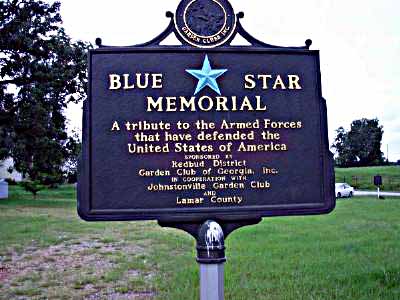 Blue Star Memorial A tribute to the Armed Forces that have defended the United State of America Sponsored by Red Bud District Garden Clubs of Georgia, Inc. In cooperation of Johnstonville Garden...