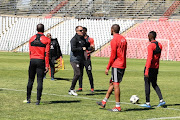 Coach Milutin Sredojevic with Orlando Pirates Players during the Orlando Pirates media open day at Rand Stadium on August 01, 2018 in Johannesburg, South Africa. 