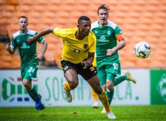 Kaizer Chiefs defender Siyabonga Ngezana in action against Bundesliga side Werder Bremen at FNB Stadium during a friendly match played behind closed doors.