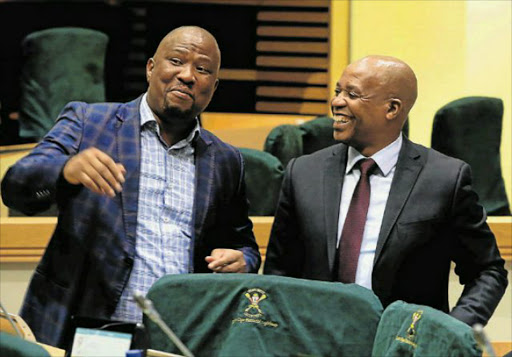 ON SHOW: ANC chairman Oscar Mabuyane and premier Phumulo Masualle during the Sopa debate at the Bhisho legislature yesterday Picture: SINO MAJANGAZA