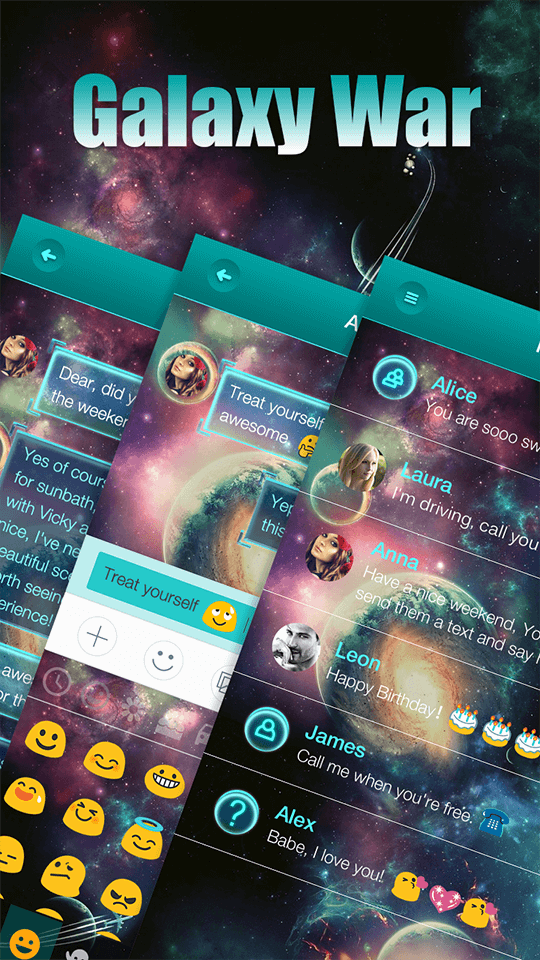 Android application Galaxy War Messages Theme screenshort