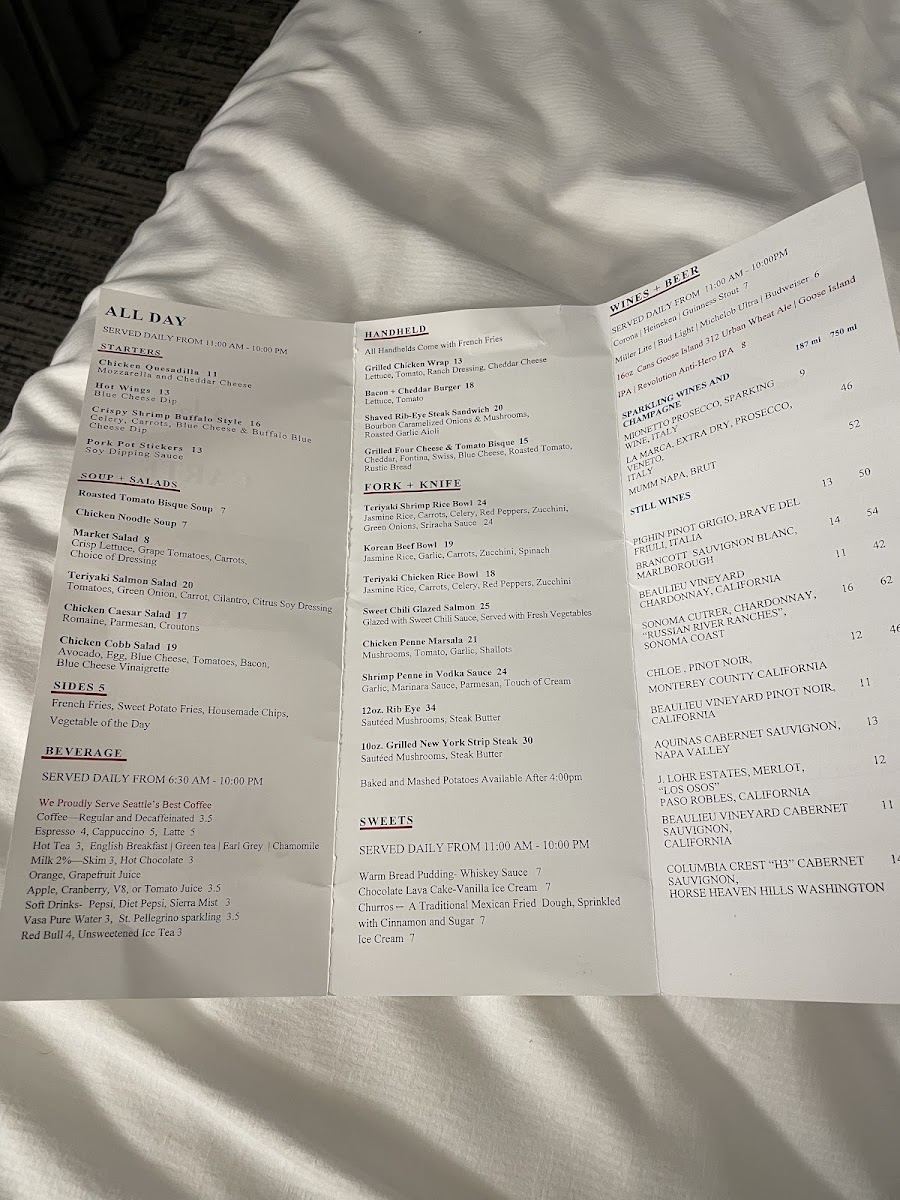 Chicago Marriott Suites gluten-free menu