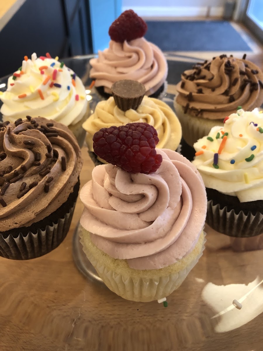 Cupcakes - Chocolate, Vanilla, Carrot, Pumpkin, Apple Pie (selection varies each week)

Frosting - Chocoate, Vanilla, Peanut Butter, Cream Cheese, Raspberry, Strawberry, Salted Carmel (selection varies each week)

Cakes available by special order.