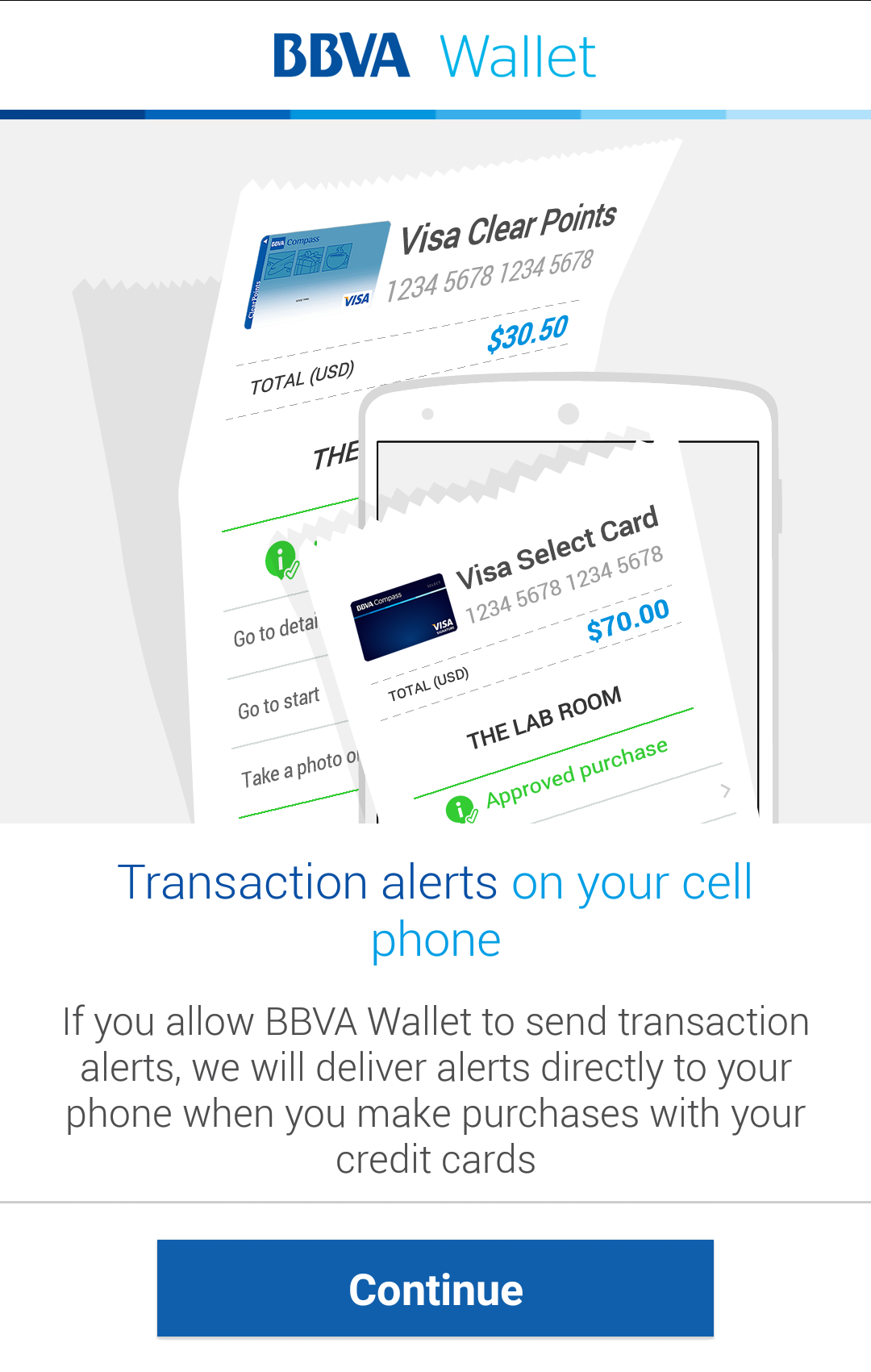 Android application BBVA Wallet | USA screenshort