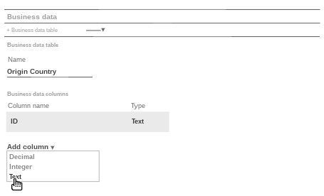 Add a column to a business data table