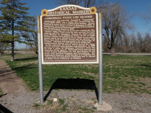 CANNONBALL STAGE LINE HIGHWAY Flamboyant and colorful, Donald R. 'Cannonball' Green (1839-1922) ran a stage line connecting the railroad to towns across southwestern Kansas. Green started his...