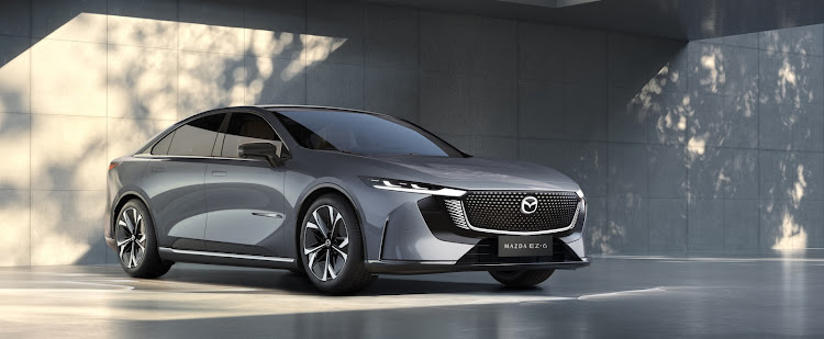 The Mazda EZ-6 sedan will be offered as either an all-battery EV or plug-in hybrid.