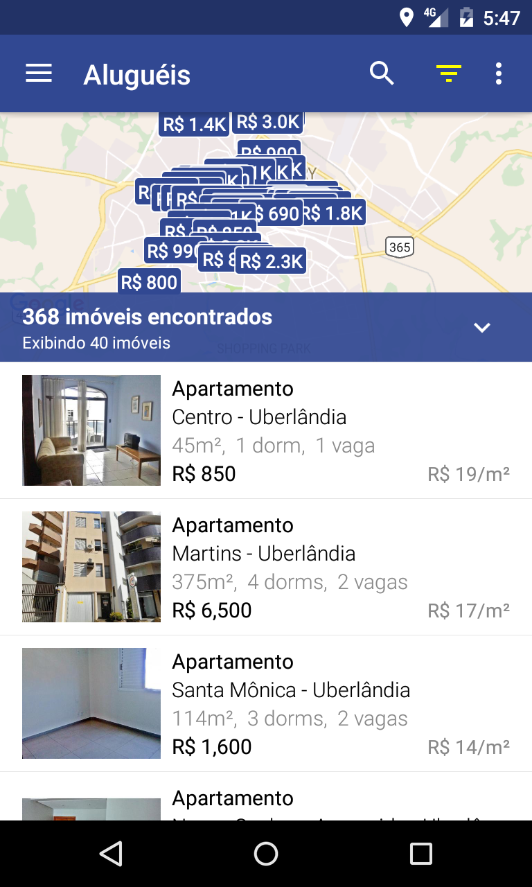 Android application Módulo Imóveis screenshort