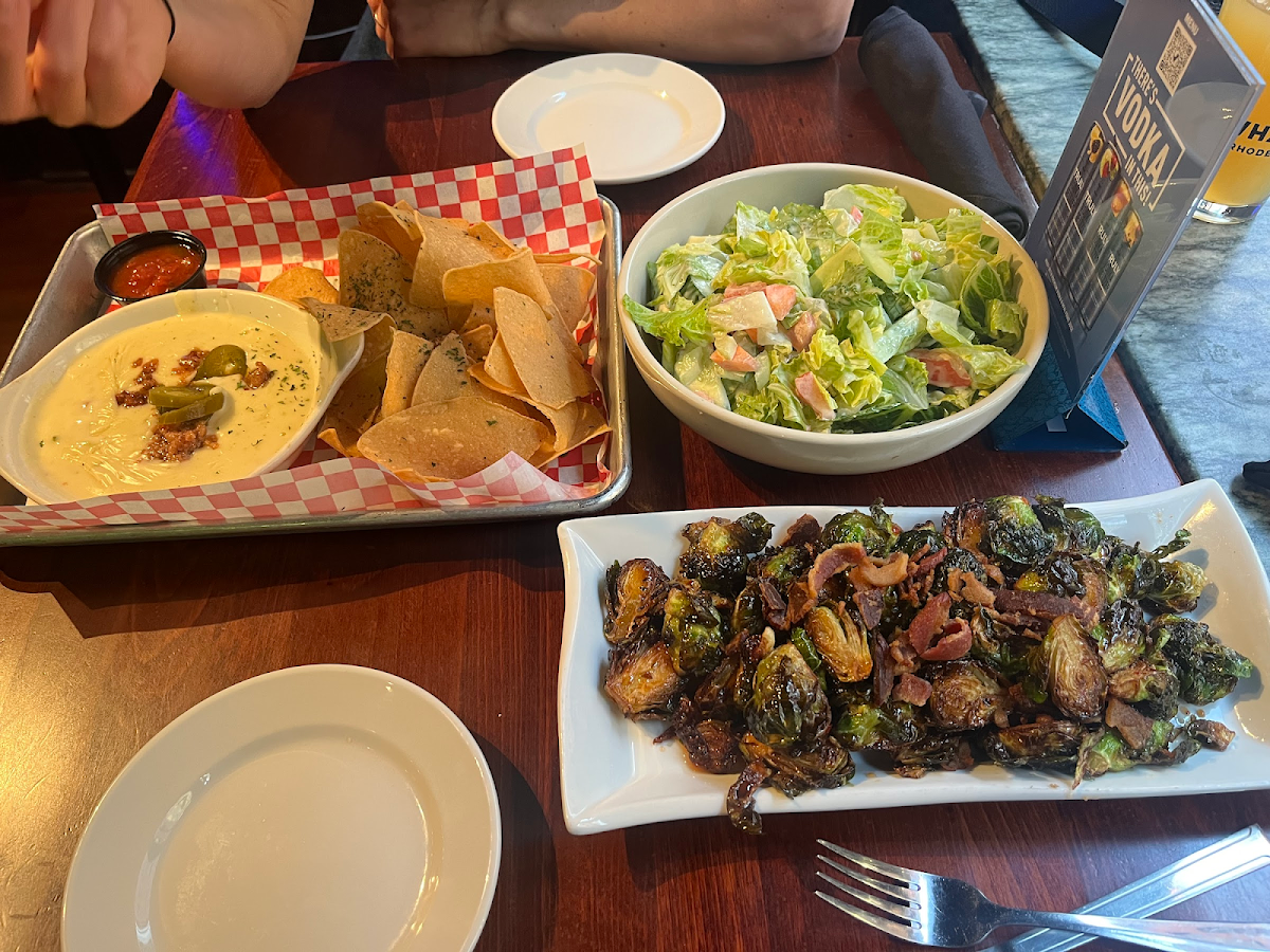 Fundito, brussel sprouts, and the house salad