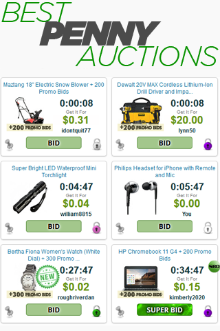 Android application Best Penny Auctions Mega Deals screenshort