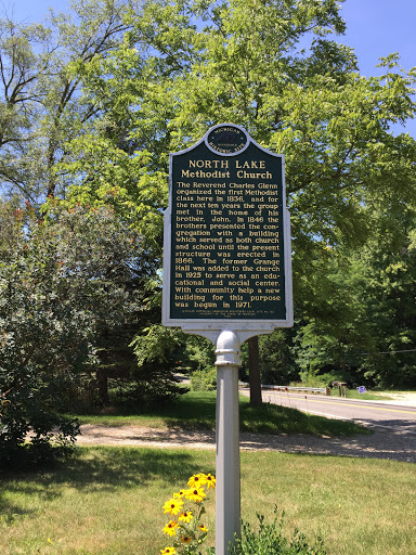 NORTH LAKE Methodist Church   The Reverend Charles Glenn organized the first Methodist class here in 1836, and for the next ten years the group met in the home of his brother, John.  In 1846 the...