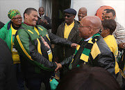 BACK ON TOP: Western Cape chairman of ANC  Marius Fransman joins President Jacob Zuma on an  election roadshow in Cape Town. It is his first high-profile appearance since he stepped aside following sexual harassment accusation against him   PHOTO: ESA ALEXANDER