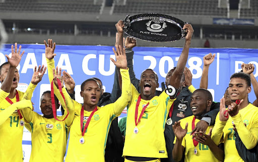 Bafana Bafana celebrate winning the Cosafa Cup Plate final at Peter Mokaba Stadium on Friday, while other teams are preparing for the kick off of the World Cup this week.