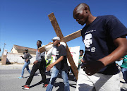 The 11.5km march from Gugulethu to Khayelitsha against match box housing units in overcrowded spaces that created a living hell for vulnerable in the black society , children, women and the elderly . PHOTOGRAPH: ESA ALEXANDER/THE TIMES
