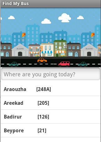 Android application Find My Bus Kozhikode screenshort