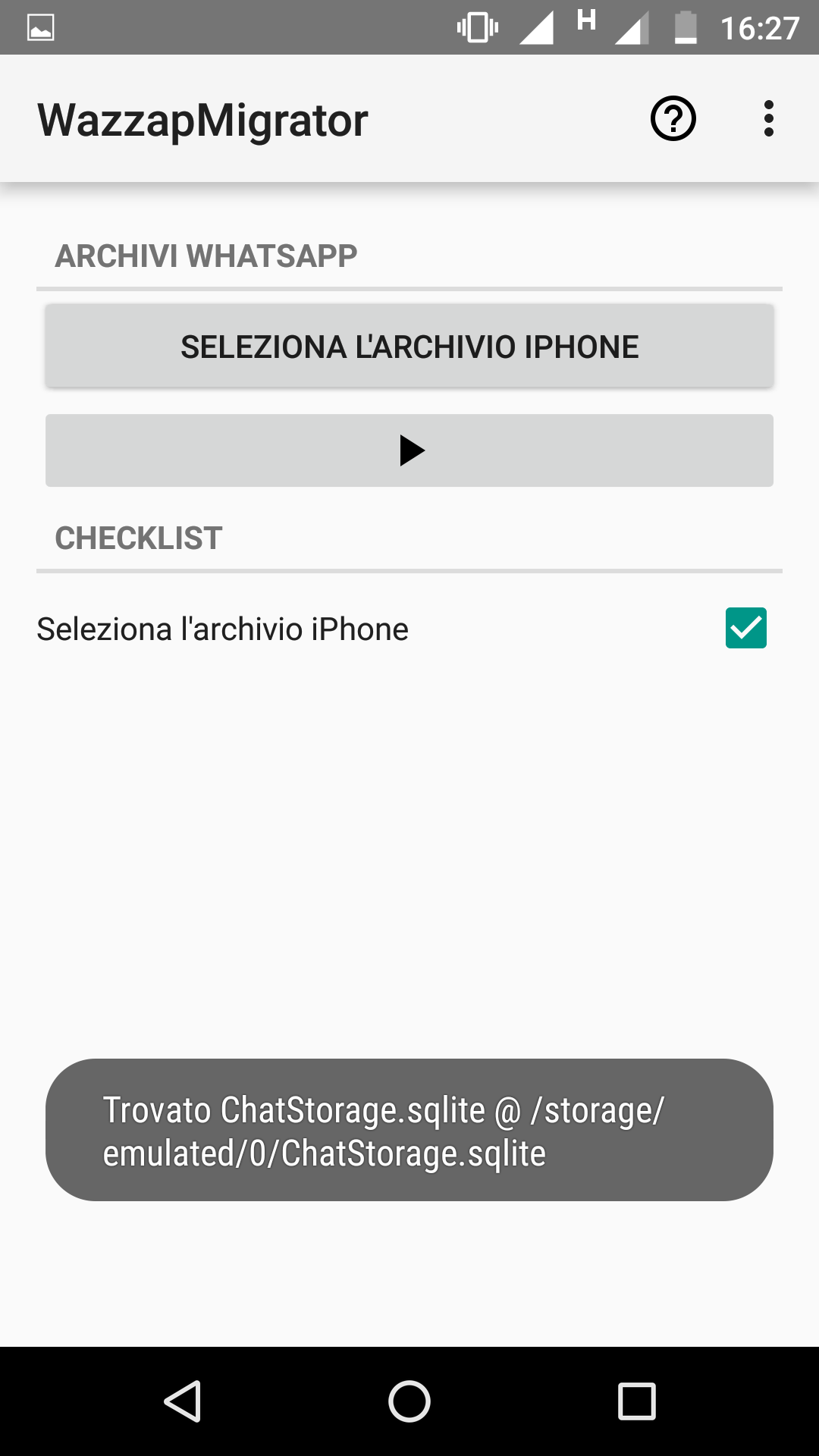 Android application WazzapMigrator screenshort