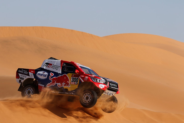 Nasser Al-Attiyah in action in the Saudi Arabian desert.