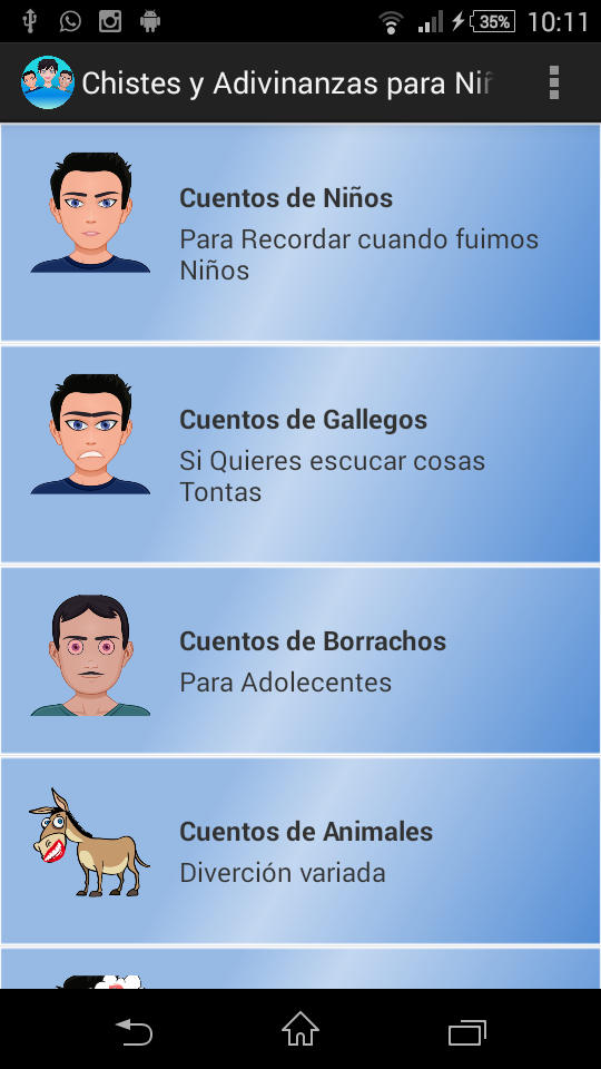 Android application Chistes y Adivinanzas niños screenshort