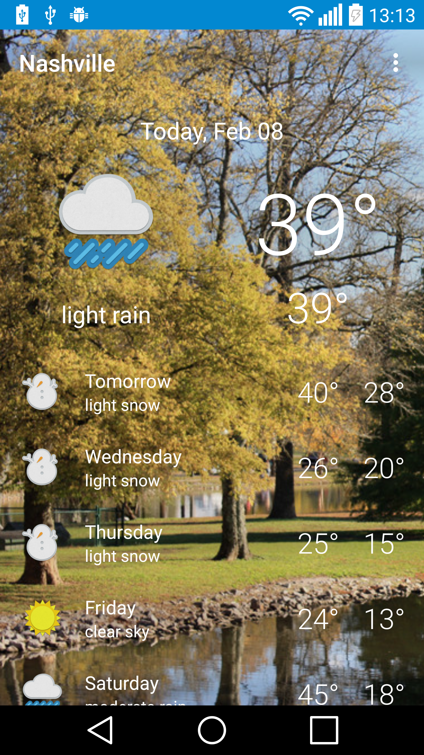 Android application Nashville, TN - weather screenshort