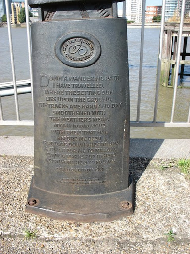 The marker is on the Prime Meridian beside the Thames Path. For the complete marker, see TQ3880 : Meridian Marker beside the Thames.   © Copyright David Purchase and licensed for reuse under this...