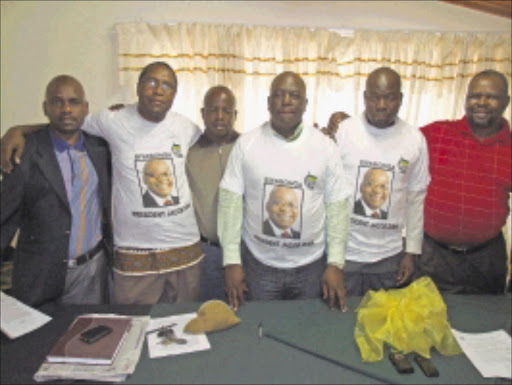 RETURNEES: The ANC's Bricks Manzini, Joshua Matlou and David Maake welcome back Morgan Lewele, Benny Moshobane and Peter Modike (all in T-shirts). 02/02/2010. © Sowetan.