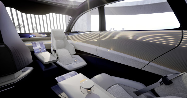 The concept car’s minimalist, lounge-like interior.