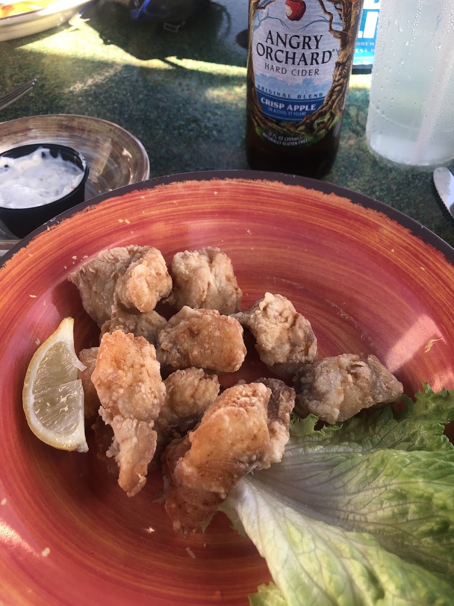 Fried grouper gluten-free!!! So yummy They use gluten-free flour and they fry in a separate fryer.