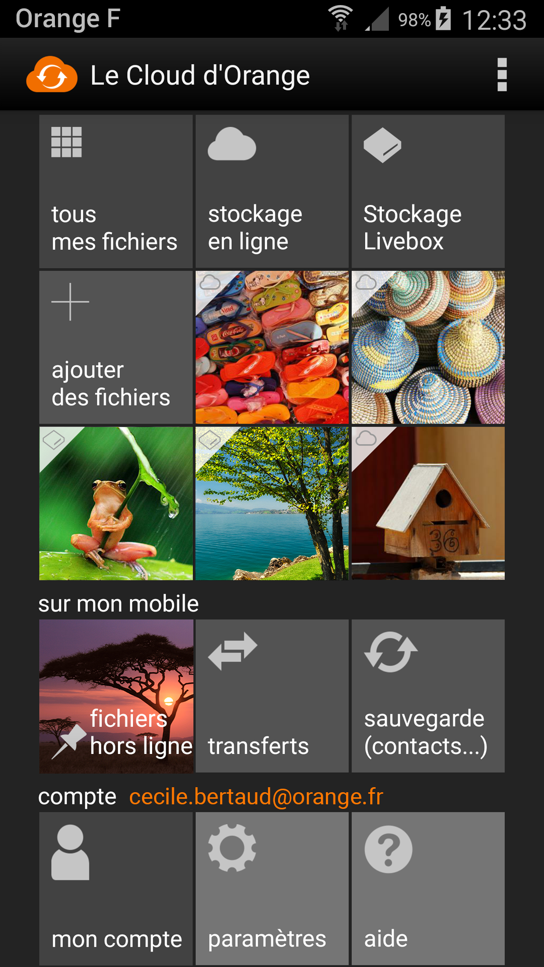 Android application Le Cloud dOrange screenshort