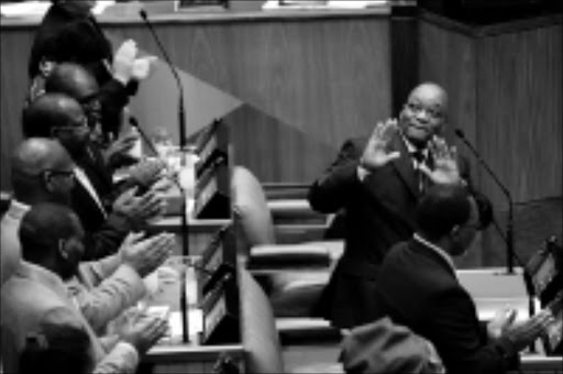 JOB CREATION: President Jacob Zuma after delivering his maiden state of the nation address in Parliament. Pic: Kenridge Mathabathe. 03/06/2009. © Sowetan
