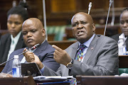 L/R acting police commissioner Gen Khomotso Phahlane and Hawks boss Gen Berning Ntlemeza in parliament for the HAWKS budget presentation to parliament, Cape Town. Pic: Trevor Samson. © Business Day