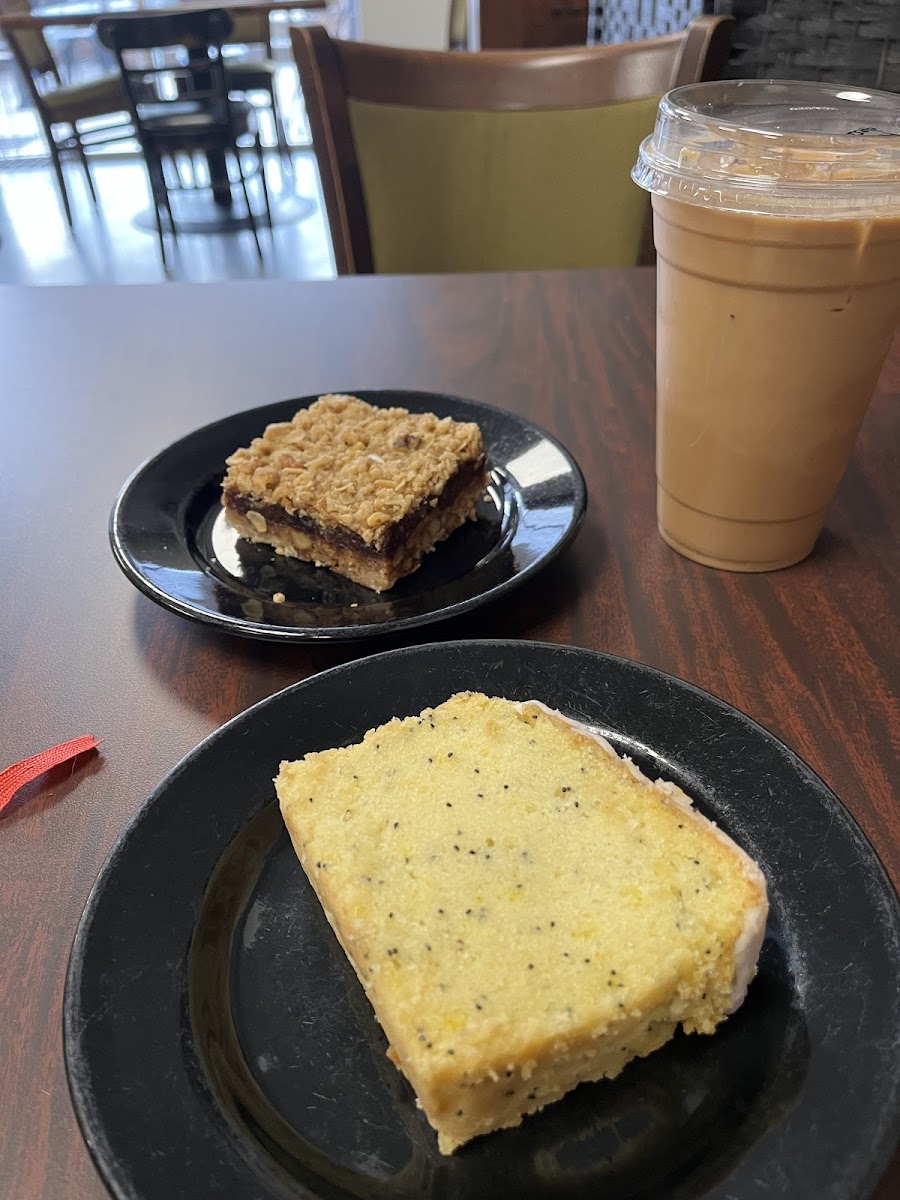 GF/Vegan Date Bar from JPs. Lemon Poppy Seed Loaf from Rising Thistle.