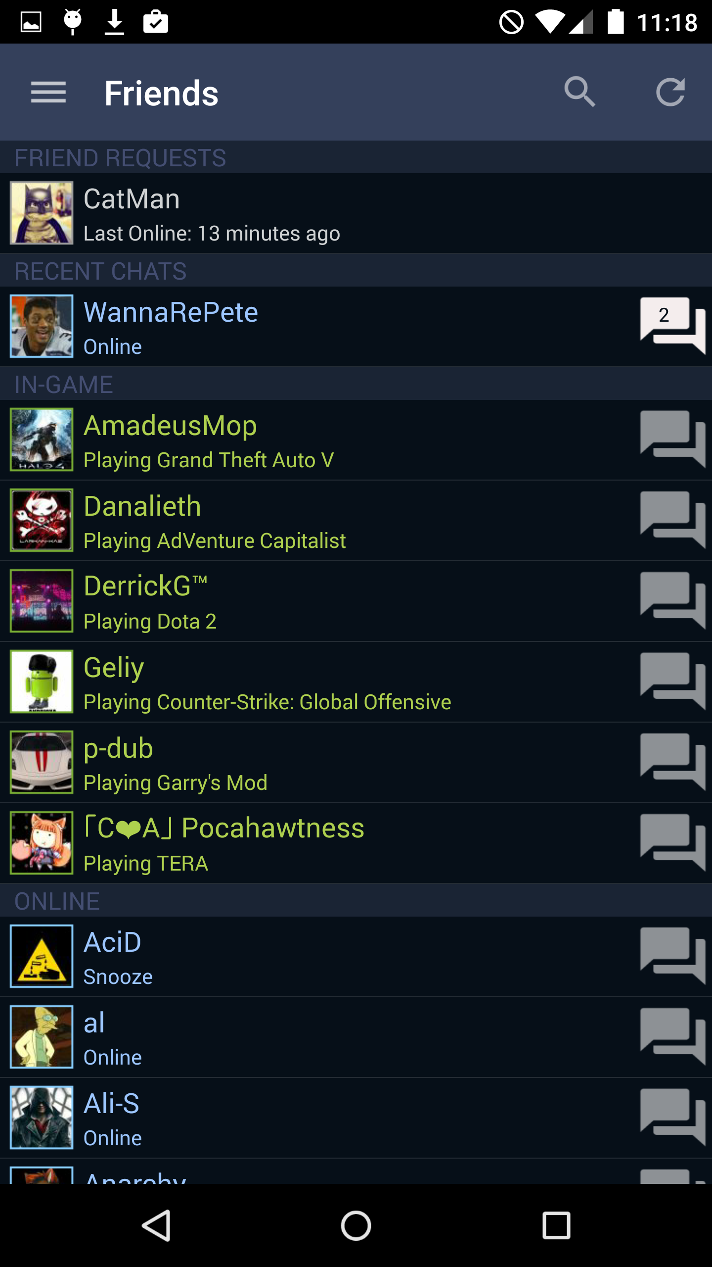 Android application Steam screenshort