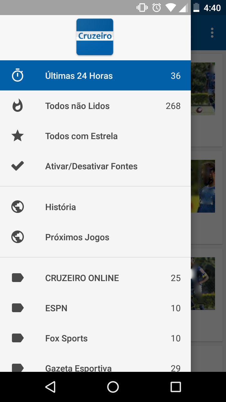 Android application Notícias do Cruzeiro Raposa screenshort