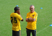 Kaizer Chiefs striker Bernard Parker (L) chats to technical director Robertus ‘Rob’ Hutting during a training session at the club's headquarters at Naturena, south of Johannesburg.    