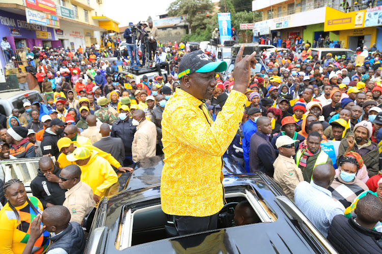 UDA presidential candidate William Ruto during campaigns in Kiambu county on July 15, 2022.