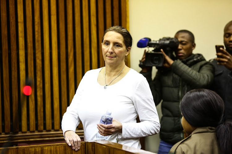 Vicki Momberg appears at the Randburg Magistrates Court in Johannesburg to apply for bail pending the appeal of her prison sentence for a racist rant that was caught on camera in 2016.