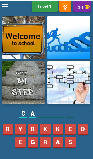 Android application Four Pics - One Word screenshort