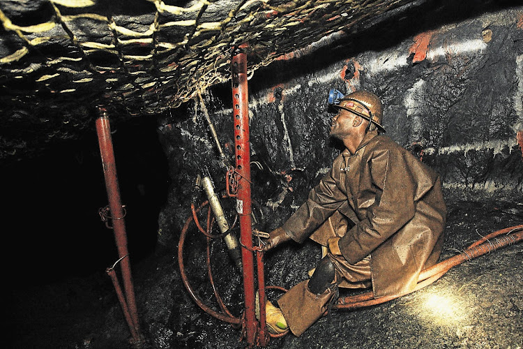Underground drilling at a platinum mine. File Photo.