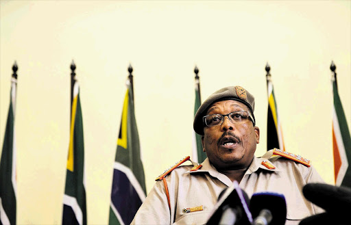 SANDF chief General Solly Shoke briefs reporters yesterday in Pretoria over the Central African Republic fighting that claimed the lives of at least 13 soldiers.
