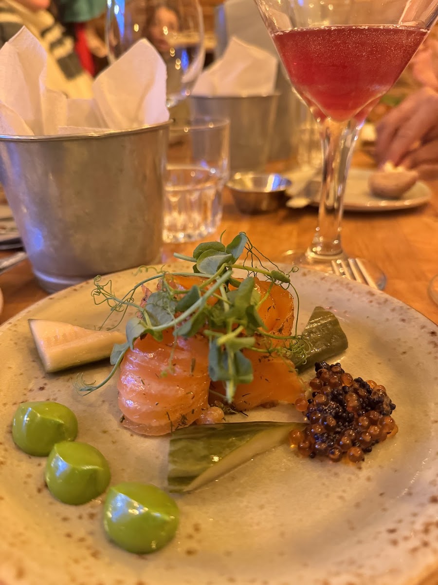 Cured salmon appetizer