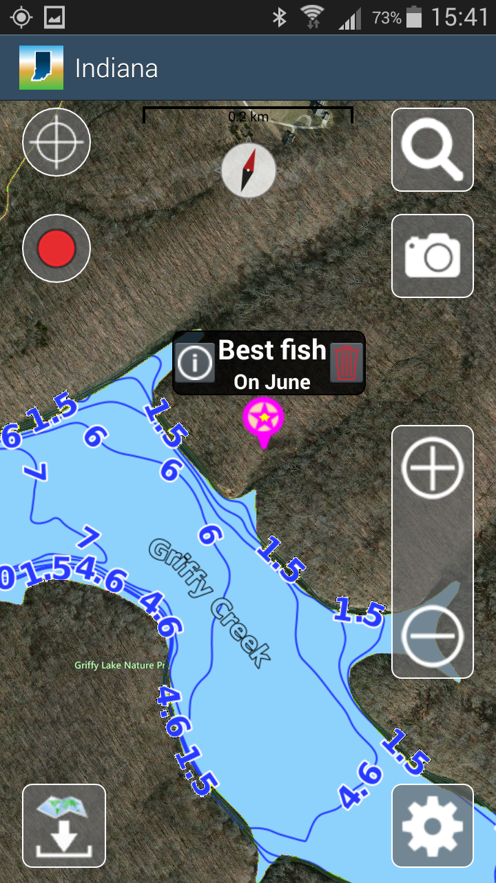 Android application Aqua Map Indiana Lakes GPS screenshort