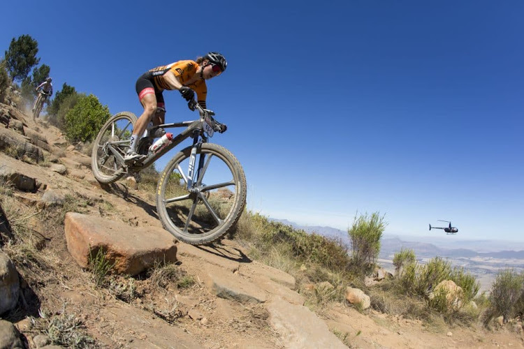 A rider is seen in Stage 2 of the Cape Epic from and back to the Saronsberg Wine Estate near Tulbagh. Picture: CAPE EPIC/SAM CLARK