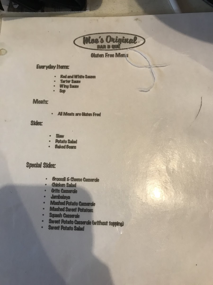 Their gluten free menu