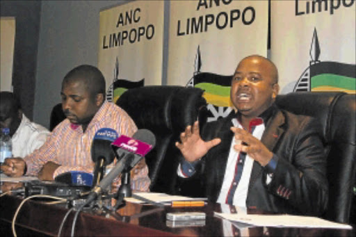 ON THE WARPATH: Limpopo ANCYL chairman Rudzani Ludere and his secretary Jacob Lebogo address the media in Polokwane yesterday.PHOTO: CHESTER MAKANA