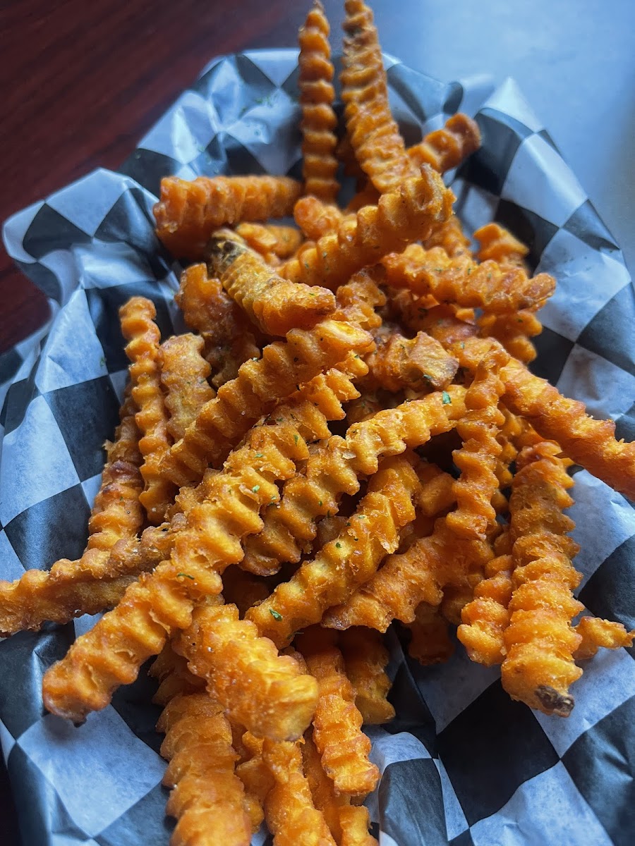 Sweet potato fries made in a gluten free fryer