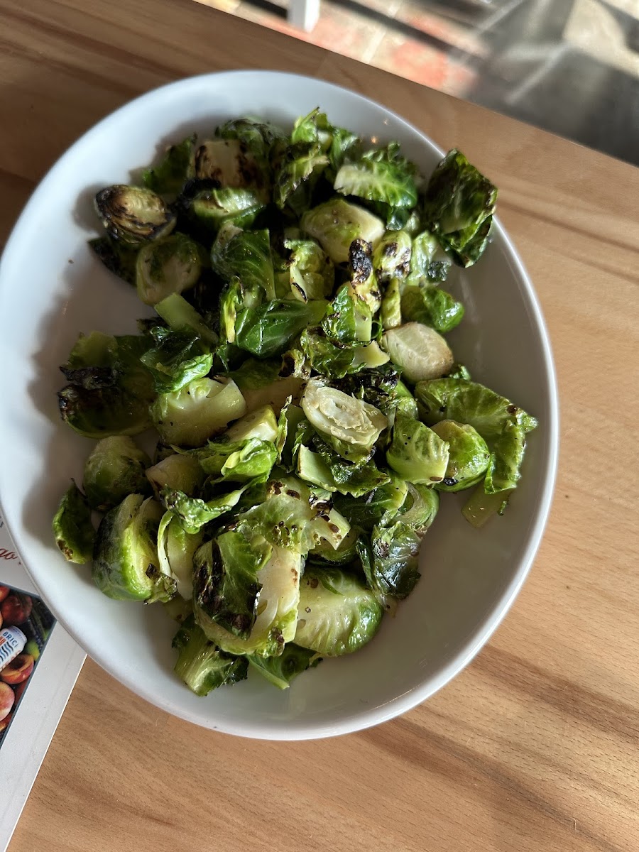 Roasted brussel sprouts. Undercooked for our liking.