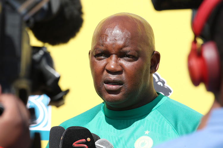 Mamelodi Sundowns coach Pitso Mosimane speaks to the media at the club's training base in Chloorkop on August 16 2019.