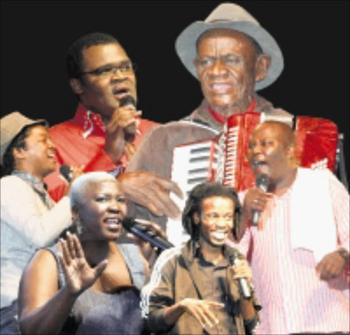 BEST MEDICINE: These are some of the comedians who left the large audience with tears of laughter rolling down their cheeks during the comedy show at the ICC Arena in Durban on Saturday night. Pic. THULI DLAMINI. 05/31/2009. © Sowetan.