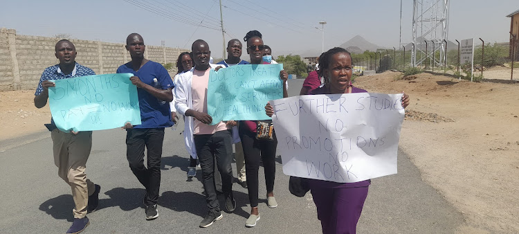 Doctors in Turkana protesting on Friday, March 15, 2024