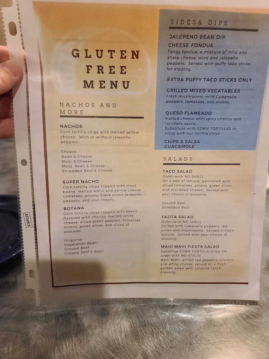 El Charro gluten-free menu